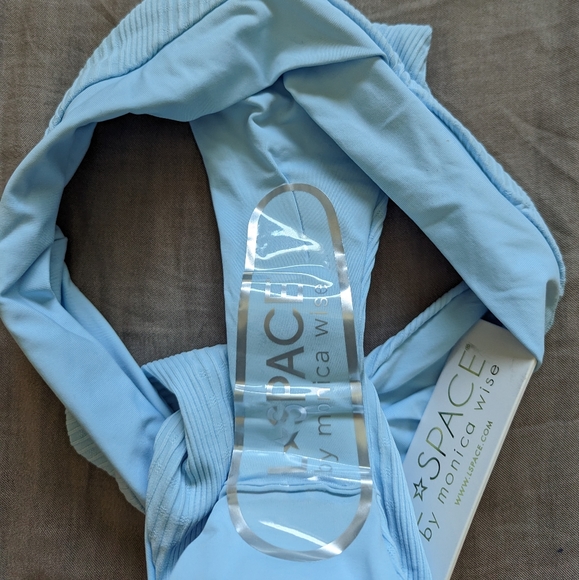 L*Space Siren Top Court Bottoms Bikini Set Pointelle Ribbed Sky Blue - Picture 9 of 12